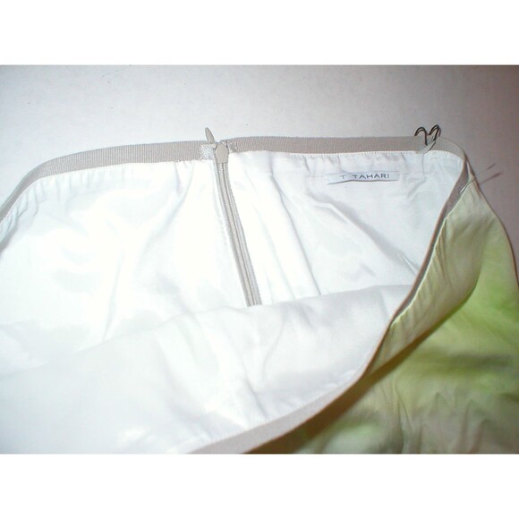 New Womens Designer Tahari Yellow White Tan Skirt Lined Office 12 NWT Ombre Gree - Picture 8 of 10